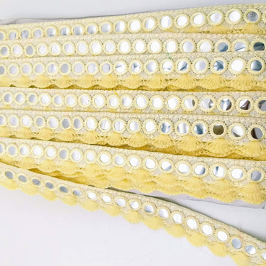 Beige Fringe Trim With Mirrors, Boho, Bohemian Trim